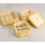 Wooden Dimsum Basket - Square | Bamboo Based with Yellow Border — view 7