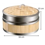 Wooden Dimsum Basket - 1 Layer with SS Border — view 2