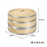 Wooden Dimsum Basket - 2 Layers with SS Border — view 2