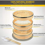Wooden Dimsum Basket - 2 Layers with SS Border — view 8
