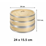 Wooden Dimsum Basket - 2 Layers with SS Border — view 2
