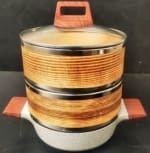 Wooden Dimsum Basket 3 Layers with SS Rings & Ceramic Kadai — view 3