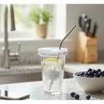 VAMA Glass Tumbler Bottle with SS Straw + Cleaning Brush - 370ml — view 5