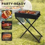 MS Rectangle Barbeque Grill with Foldable X-Shaped Stand (Grill Area: 30x80cm - Big) — view 3