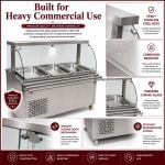 Premium Electric COLD Bain Marie Ready Counters with LED Light - Acrylic Sliding Door | Cold Inner Cabinets with Inbuilt Compressor & Exhauster | 4 Wheels (2 With & 2 Without Brakes) | Wooden Packing for Glass | (GN Pans of 1/1 150mm) — view 2