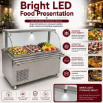 Premium Electric COLD Bain Marie Ready Counters with LED Light - Acrylic Sliding Door | Cold Inner Cabinets with Inbuilt Compressor & Exhauster | 4 Wheels (2 With & 2 Without Brakes) | Wooden Packing for Glass | (GN Pans of 1/1 150mm) — view 4