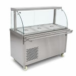 Premium Electric COLD Bain Marie Ready Counters with LED Light - Acrylic Sliding Door | Cold Inner Cabinets with Inbuilt Compressor & Exhauster | 4 Wheels (2 With & 2 Without Brakes) | Wooden Packing for Glass | (GN Pans of 1/1 150mm) — view 8
