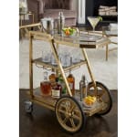 Ultra Premium 3 Layers Golden Service Trolley with Long Wheels - New Model — view 4