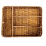 Heavy Rectangle Shaped Polyrattan Basket with 4 Compartments & Metal Wire 32x24x8cm - Walnut Brown — view 7