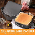 Square Teflon Coated Cake Mould 3pc/set with 7cm Depth - 20,22,24cm — view 4