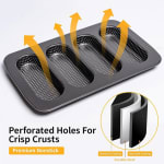 Hot Dog Shaped 4 Slots Teflon Coated Perforated Muffin Mould (Slot Size: 16.5x6x2.5cm) — view 5
