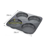Pancake Shaped 4 Slots Teflon Coated Perforated Muffin Mould (Slot Size: 12x2.5cm) — view 2