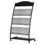 MS Black Magazine/News Paper Stand 3 Levels with Back Support & Rotating Wheels — view 1