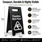 Black Metal Sign Board - Caution Wet Floor — view 2