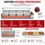 Electric Bain Marie with Glass - 4 Compartments (4 GN Pans of 1/2 100mm ~ 5.5L/Pan) — view 6