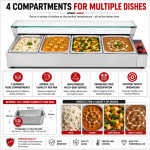 Electric Bain Marie with Glass - 4 Compartments (4 GN Pans of 1/2 100mm ~ 5.5L/Pan) — view 8