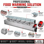 Electric Bain Marie with Glass - 6 Compartments (6 GN Pans of 1/2 100mm ~ 5.5L/Pan) — view 8
