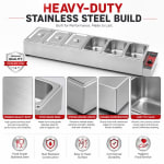 Electric Bain Marie without Glass - 6 Compartments Straight Model (6 GN Pans of 1/2 150mm ~ 8.5L/Pan) — view 5