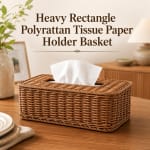 Heavy Rectangle Shaped Polyrattan Basket with Lid & Metal Wire 28x16x9cm - Walnut Brown — view 1