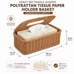 Heavy Rectangle Shaped Polyrattan Basket with Lid & Metal Wire 28x16x9cm - Walnut Brown — view 2