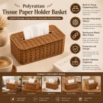 Heavy Rectangle Shaped Polyrattan Basket with Lid & Metal Wire 28x16x9cm - Walnut Brown — view 5