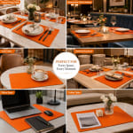 Premium Leather Type Table Mats with Grid Design — view 6