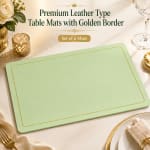 Premium Leather Type Table Mats with Golden Border - (Quantity: 6pcs) — view 8