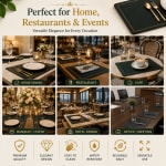 Premium Leather Type Table Mats with Golden Border - (Quantity: 6pcs) — view 4