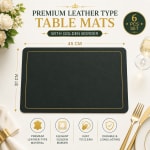 Premium Leather Type Table Mats with Golden Border - (Quantity: 6pcs) — view 8