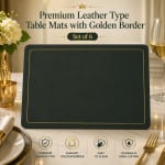 Premium Leather Type Table Mats with Golden Border - (Quantity: 6pcs) — view 9