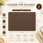 Premium Leather Type Table Mats with Golden Border - (Quantity: 6pcs) — view 7