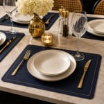 Premium Leather Type Table Mats with Golden Border - (Quantity: 6pcs) — view 9