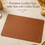 Premium Leather Type Table Mats with Golden Border - (Quantity: 6pcs) — view 3