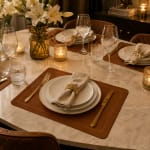 Premium Leather Type Table Mats with Golden Border - (Quantity: 6pcs) — view 9