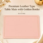 Premium Leather Type Table Mats with Golden Border - (Quantity: 6pcs) — view 5