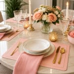 Premium Leather Type Table Mats with Golden Border - (Quantity: 6pcs) — view 6