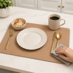 Premium Leather Type Table Mats with Golden Border - (Quantity: 6pcs) — view 4
