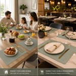 Premium Leather Type Table Mats with Golden Border - (Quantity: 6pcs) — view 4