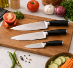 Black Handle SS Chef Knife - 3pc Set — view 1