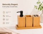 Wooden Bamboo Bathroom Accessory Set -  4pp — view 2