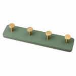 Wooden Wall Mountable Cloth Hanger - Green with 4 Gold Hooks — view 2