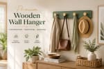 Wooden Wall Mountable Cloth Hanger - Green with 4 Gold Hooks — view 3