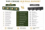 Wooden Wall Mountable Cloth Hanger - Green with 4 Gold Hooks — view 5