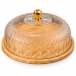 Wooden Bamboo Base + Acrylic Lid SET - Round Self Embossed Design Small — view 1