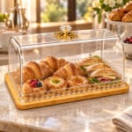 Wooden Bamboo Base with Acrylic Lid - Rectangle Self Embossed Design 29.5 x 16.5cm — view 2