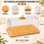 Wooden Bamboo Base with Acrylic Lid - Rectangle Self Embossed Design 29.5 x 16.5cm — view 3