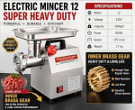 Electric Full SS Meat Mincer with Aluminium Motor No.12 (Capacity: 150kg/hr | Rpm: 170) — view 1