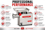 Electric Full SS Meat Mincer with Copper Motor No.22 (Capacity: 220kg/hr | Rpm: 190) — view 8