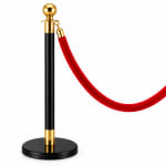 Black + Golden Queue Manager with Top Ball & Red Velvet Rope - Rope Model - Pair of 2 Poles + 1 Rope — view 1