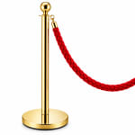 Golden Queue Manager with Top Ball & Red Premium Twisted Rope - Rope Model - Pair of 2 Poles + 1 Rope — view 1